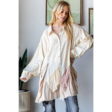Taupe Ruffle Detail Hem Button Down Oli+Hali Shirt