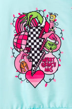 Merry Grinchmas Kids aqua long sleeve sweatshirt.
