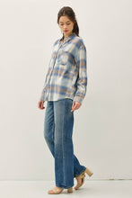 Retro Blue Vintage Plaid Boxy Shirt