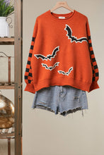 Orange Multi Checkerboard Sleeve Knit Sweater