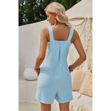 Sky Blue Sleeveless Jacquard Adjustable Strap Romper