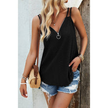 Black V Neck Eyelet Trim Spaghetti Strap Sleeveless Cami Top
