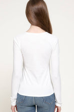 Ivory Long Sleeve Round Neck Rib Knit Top