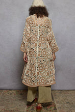 Beige V-neck long sleeve crochet knit weave POL cardigan