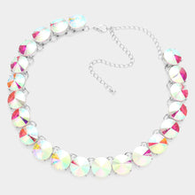 Peach Rose Gold Round Stone Link Evening Necklace