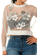 White See Through Floral Blouse