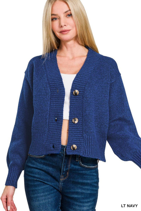 Light Navy Melange Button Front Zenana Cardigan 9/21/26 1461