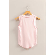 Soft Pink Blue Round Neck Ribbed Tank Top