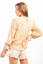 Lavender Floral Print Ruffle Blouse