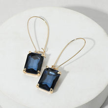 Black Emerald Cut Stone Dangle Evening Earrings
