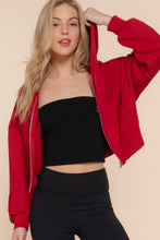 Moon Navy Long Sleeve Hoodie French Terry Zip Up Jacket