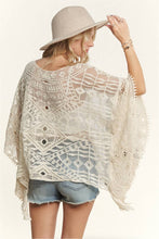 Beige Shoulder Boat Neck Crochet Lace Blouse