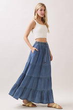 Medium Washed Tencel Tiered Maxi Skirts