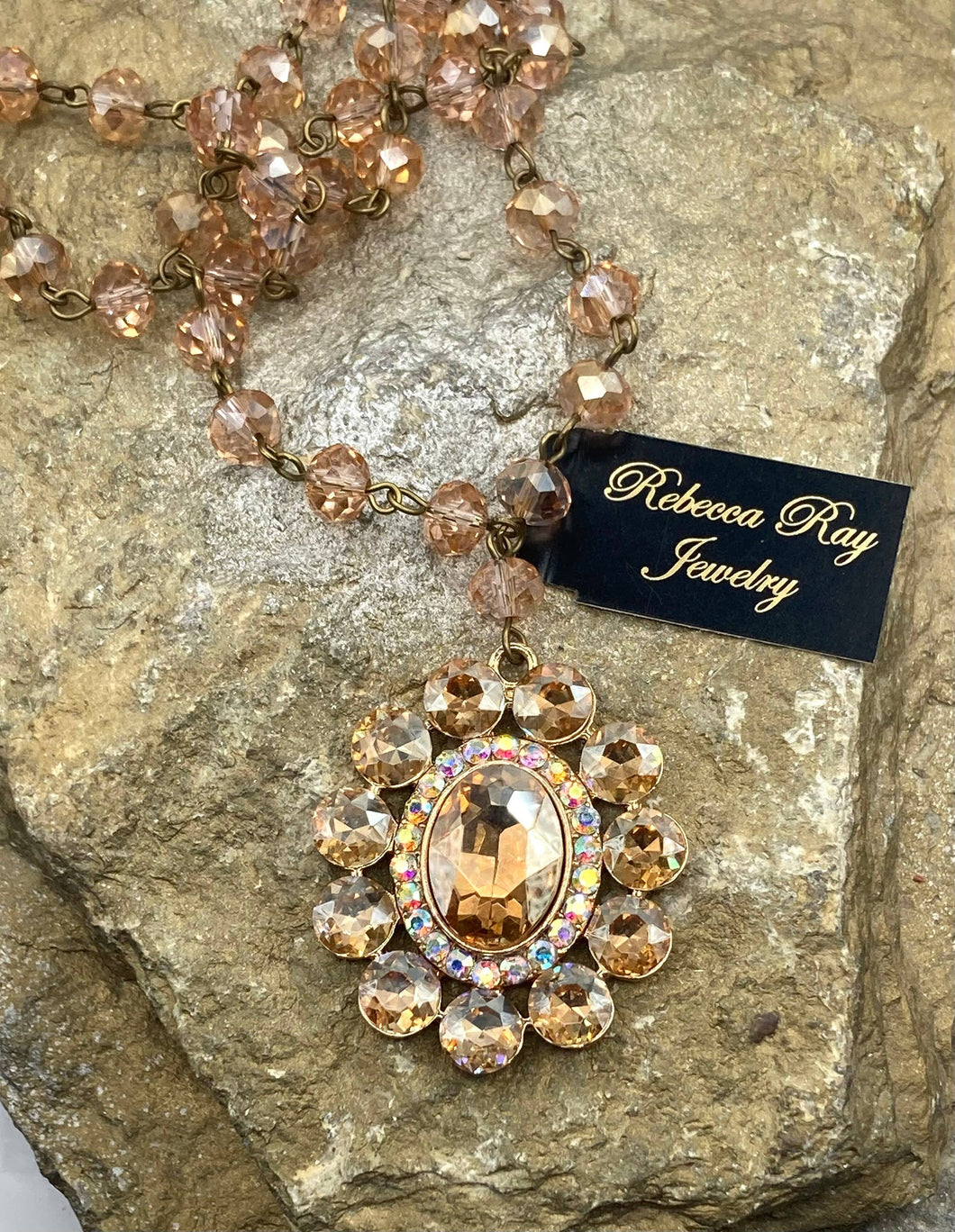 Vintage Crystal beaded Concho Statement Necklace