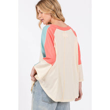 Magnolia Color Block Cotton Knit Sage+Fig Top