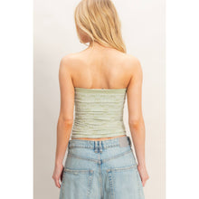 Sage Green Strapless Jacquard Top