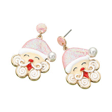 Gold Pink Whimsical Santa Claus Charm Drop Dangle Earrings