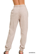 Light Olive Acid Wash Fleece Sweatpants With Pockets