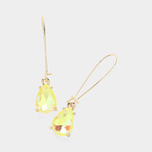 Pink Teardrop Stone Cushion Dangle Earrings