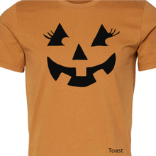 Autumn Pumpkin Face with Eyelashes Bella Canvas Tee