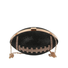 Black Rhinestone Encrusted Football Clutch Bag