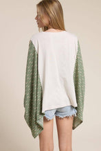 Antique White Green Free Bird America 1776 Graphic Sheer Sleeves Kaftan Top
