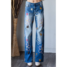 Denim Multicolor Flower Embroidered Washed Oli+Hali Jeans