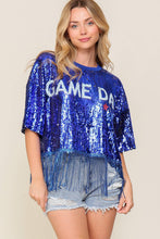 Royal Game Day Sequin Fringe Tee