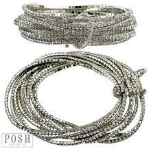 Silver Tiny rhinestone stretch bracelet set