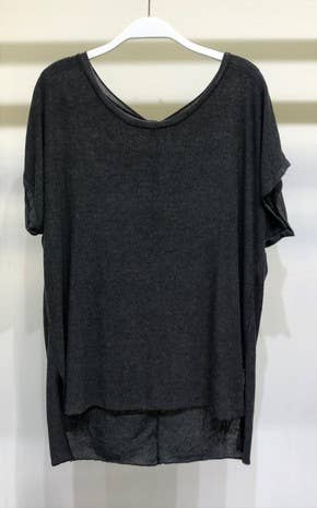 Charcoal Short Dolman Sleeve Light Weight Venti Top