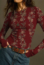Floral Long Sleeve T-Shirt: BEIGE / M