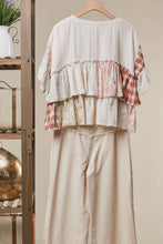 Ivory Multi Vintage Patchwork Ruffle Hem Mello Top