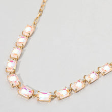 Black Multi Cushion Rectangular Stone Cluster Link Evening Necklace
