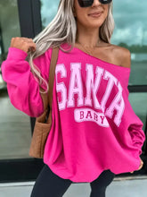 Santa Baby Heliconia Off Shoulder Graphic Crewneck