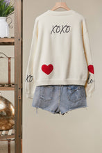 Cream Heart “LOVE” Graphic Knit Sweater