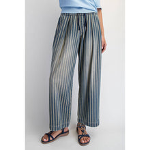 Denim Stripe Baggy Pull On Jeans