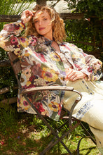 Jungle Floral Multi Oversize multi patterns button down long sleeve POL Top