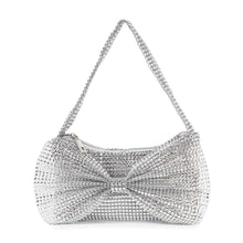 Silver Bow Design Rhinestone Accented Evening Bag