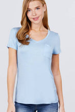 Burgundy Short Sleeve V-neck Top with Pocket