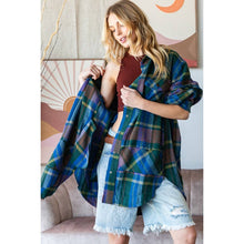 Washed Plaid Button Down Shirt : Green Combo