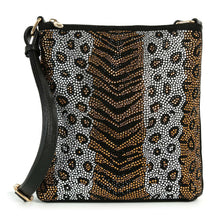 Black Rhinestone Animal Print Crossbody Sling