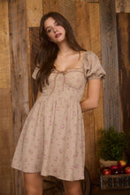 Khaki Multi Floral Sweetheart Front Tie Mini Dress