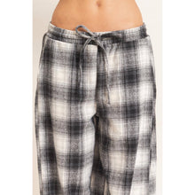 Black Plaid Drawstring Jogger Pants
