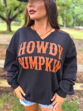 Black Howdy Pumpkin Split Neck Graphic Tee