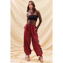 CHRISTMAS CHECKERED PLAID JOGGER TRACK PANTS: RED CHECK / M