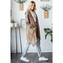Coffee Mix Media Lace Hooded Long Sleeve Oli+Hali Cardigan