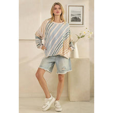 Light Taupe Cloud Washed Stripes Raw Edge Oli+Hali Pullover