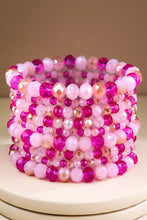 Glass Bead 9 Set Bracelet: MRD-RUBY ROYALE