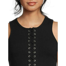 Black Beauty Plus Sleeveless Drawstring Front Solid Top