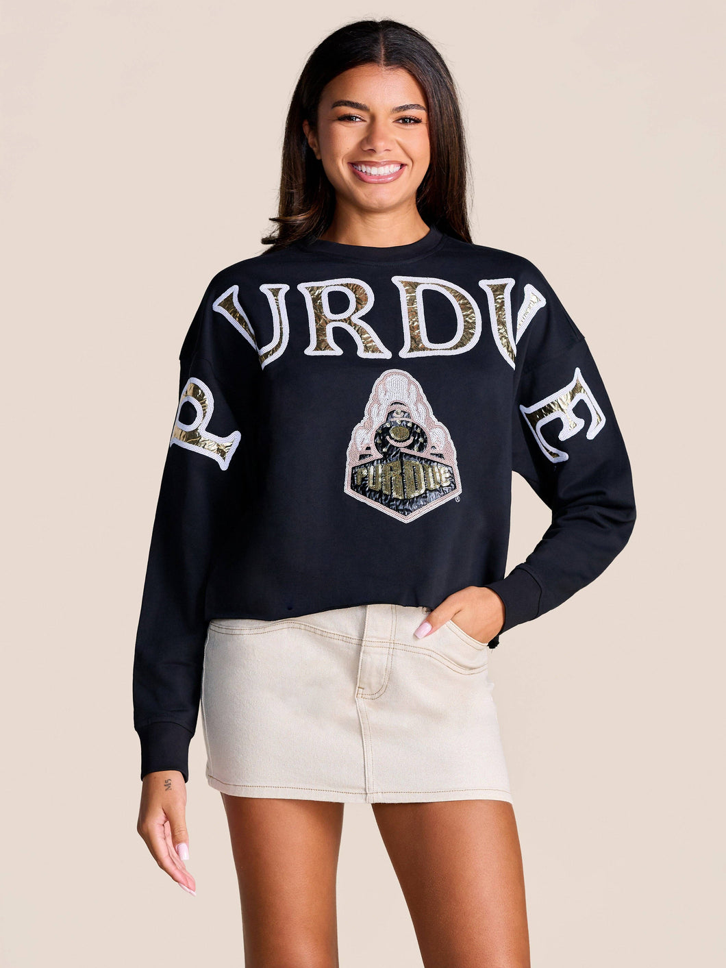 Purdue The Stadium Sequin Crewneck